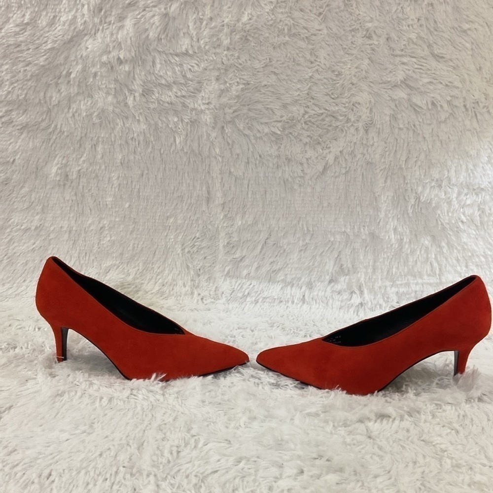 & OTHER STORIES RED FAUX SUED WOMEN PUMPS. SIZE-38 ,US-8. - Picture 3 of 8